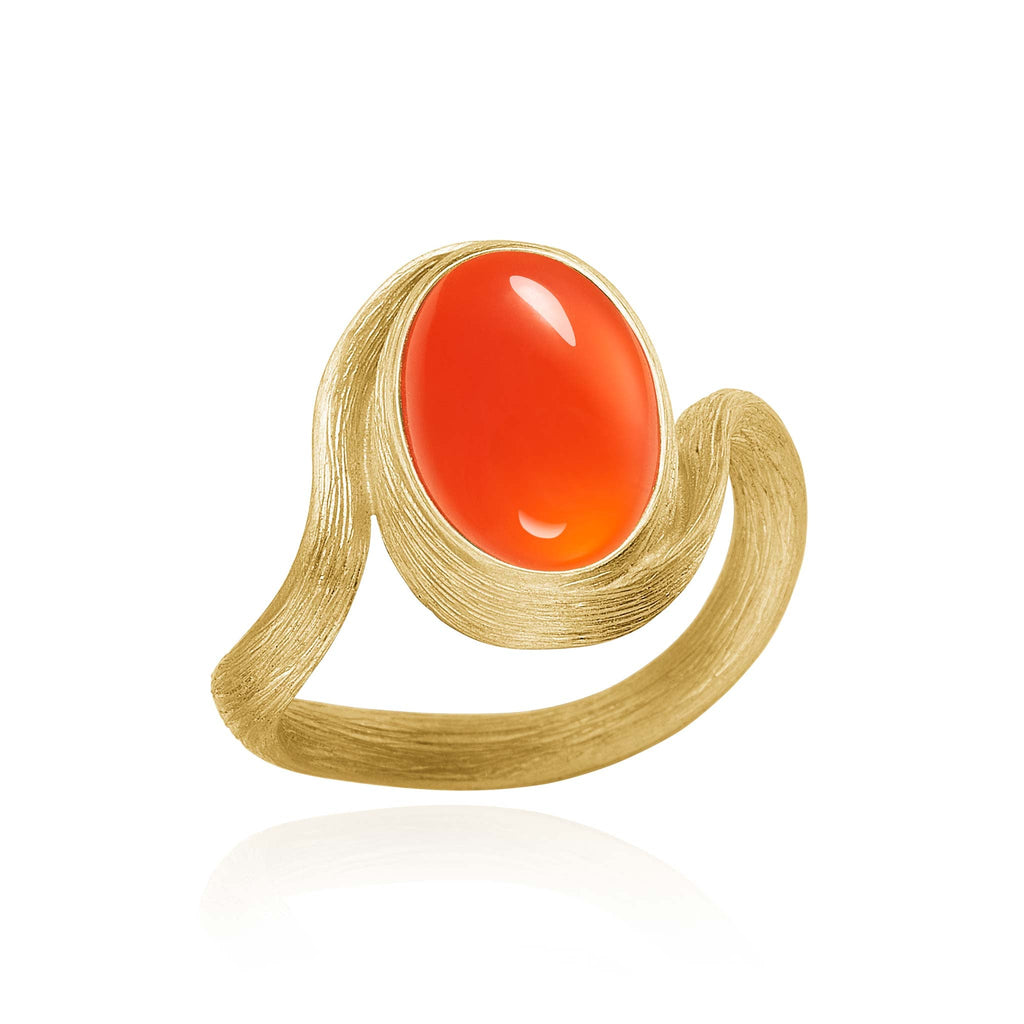 Vega ring. Lille, guld med karneol. Dulong Fine Jewelry