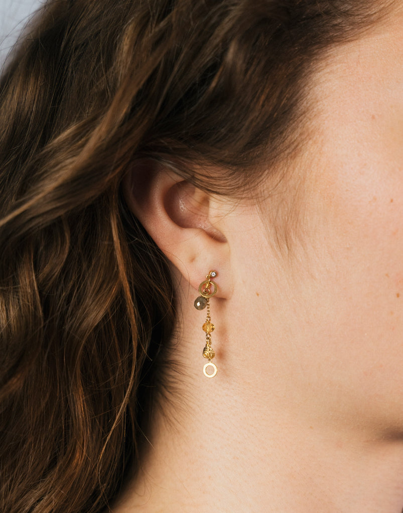 Linea Piccolo Golden Desert øreringe. Guld 18 K med briolettediamanter, citrin og brillanter. Dulong Fine Jewelry