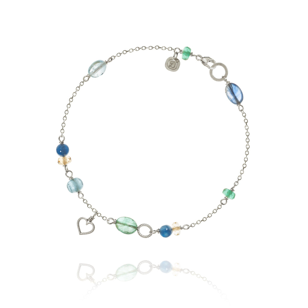 Piccolo Sea Breeze armbånd. Sølv og smaragd, akmarin, kyanit og citrin. Dulong Fine Jewelry