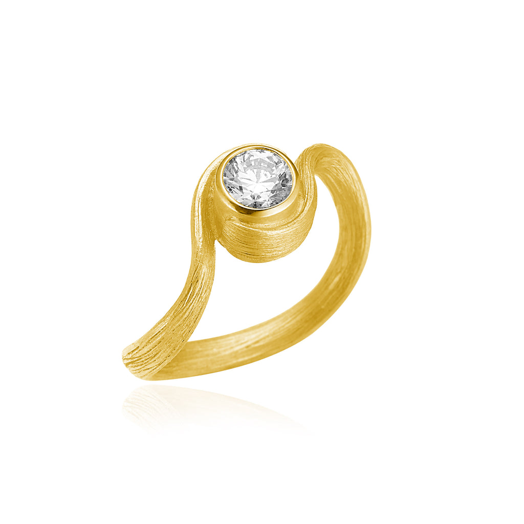 Vega Solitaire Diamond ring. Guld 18 K med en brillant. Dulong Fine Jewelry