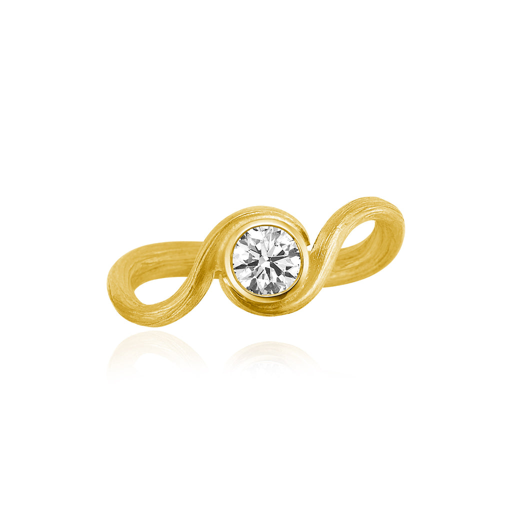 Vega Solitaire Diamond ring. Guld 18 K med en brillant. Dulong Fine Jewelry